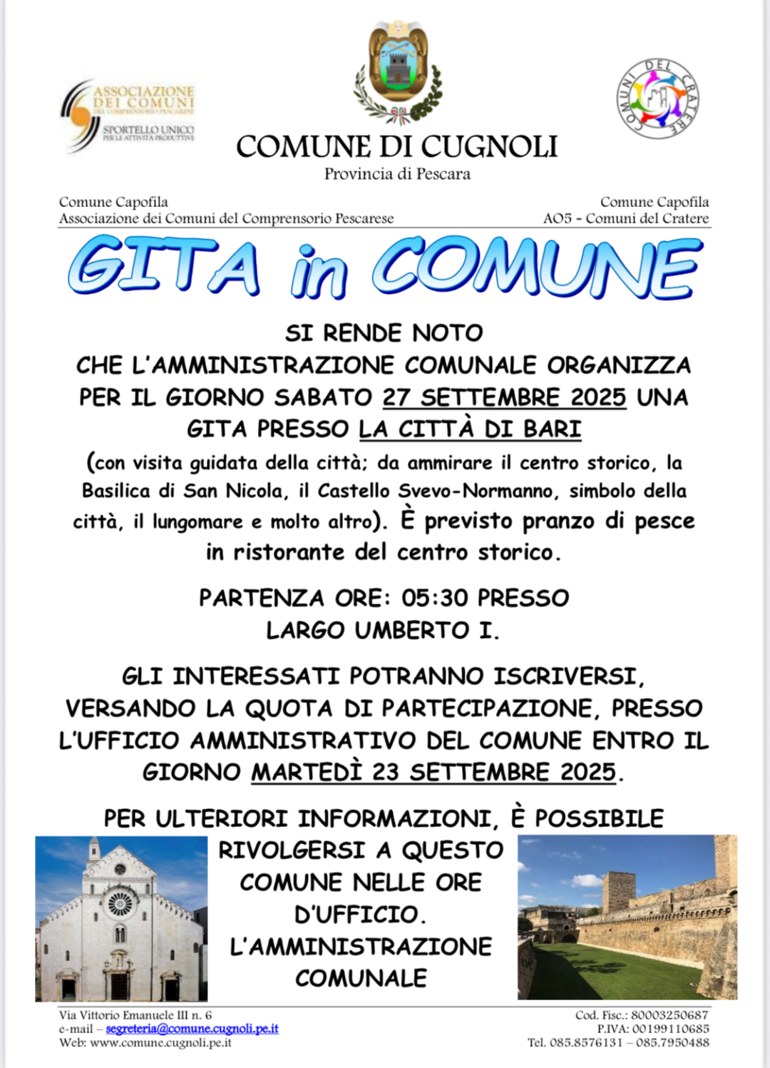 Gita in Comune a Bari - 27 settembre 2025